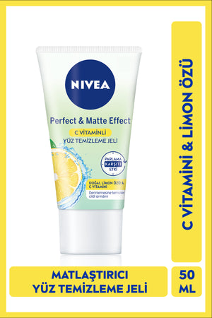 Nivea Perfect&Matte Facial Cleansing Gel 50ml, Vitamin C, Mattifying, Anti-Shine, Oily Skin