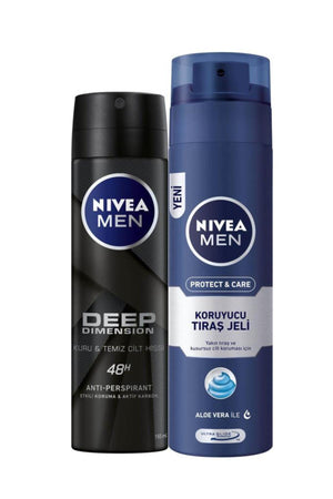 Nivea Deep Men's Deosprey 150ml Shaving Gel 200 ml for Protective and Care