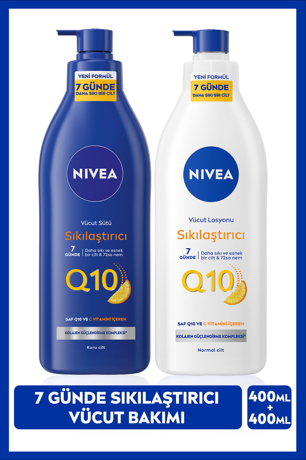 Nivea Q10 Firming Body Care Milk Dry Skin 400ml And Body Lotion Normal Skin 400ml, Vitam