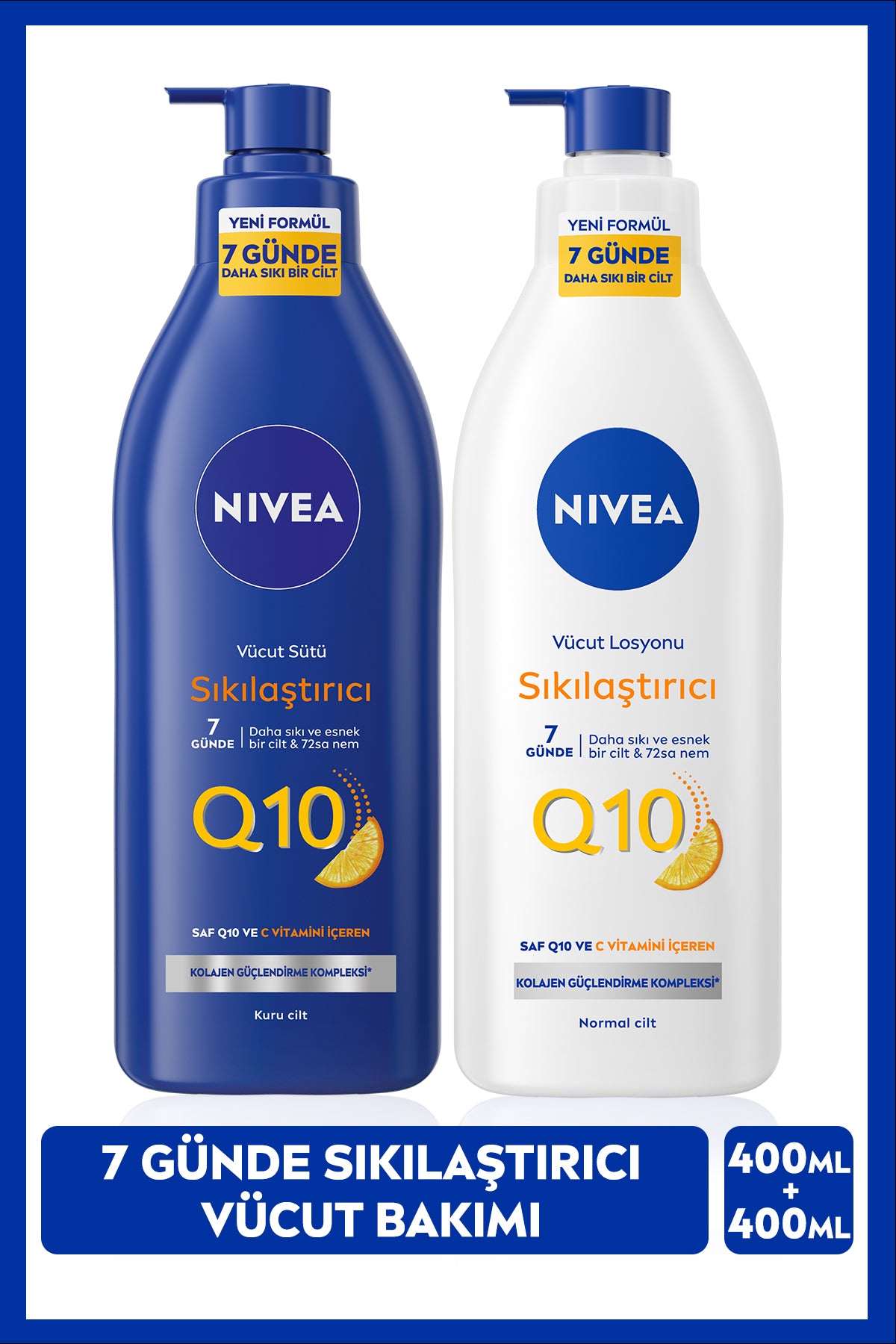Nivea Q10 Firming Body Care Milk Dry Skin 400ml And Body Lotion Normal Skin 400ml, Vitam