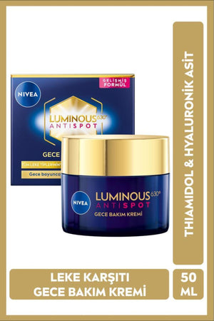 Nivea Luminous630 Thiamidol Effective Anti-Blemish Night Face Care Cream 50ml, Hyaluronic Acid, Moisturizer