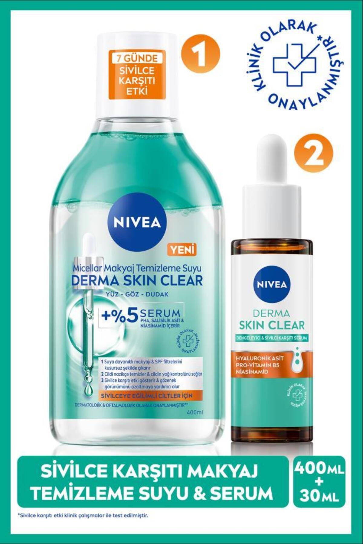 Nivea Derma Skin Clear Anti-Skin Serum 30ml and Micellar Make-up Cleansing Water 400ml, niacinamide