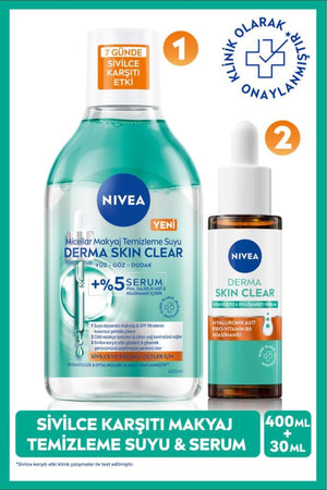 Nivea Derma Skin Clear Anti-Skin Serum 30ml and Micellar Make-up Cleansing Water 400ml, niacinamide