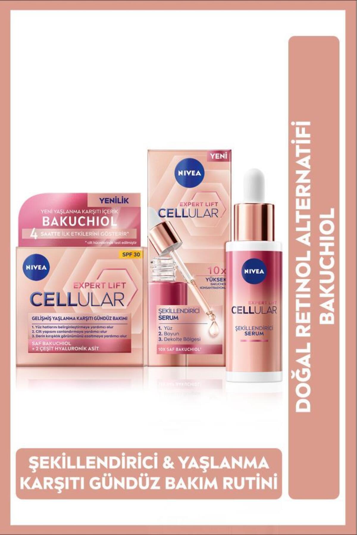 Nivea Cellular Natural Retinol Alternative Bakuchiol Skin Serum30ml and Hyaluronic Acid Day Face Cream50ml