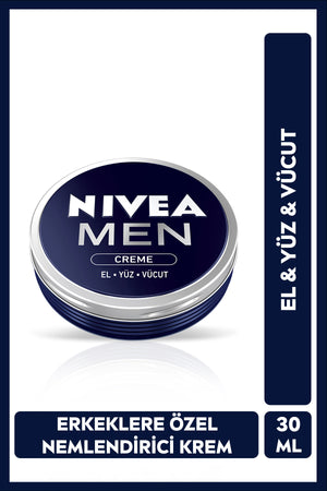 Nivea MEN Men's Creme Moisturizing Care Cream 30 ml, For Face, Hand, Body, Vitamin E, Fresh Fragrance