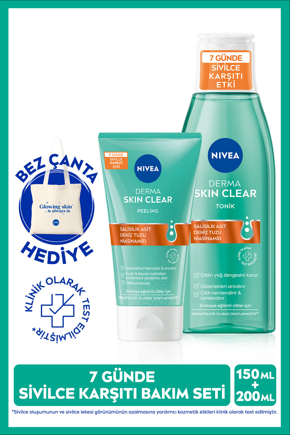 Nivea Derma Skin Clear Anti Facial Cleansing Peeling 150ml, Derma Skin Moisturizing Tonic