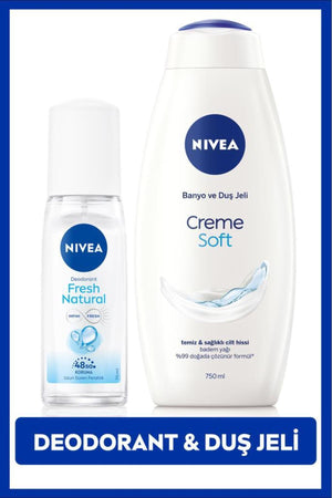 Nivea Women's Pump Spray Deodorant Fresh Natural 75ml and Creme Soft Moisturizing Shower Gel 750ml