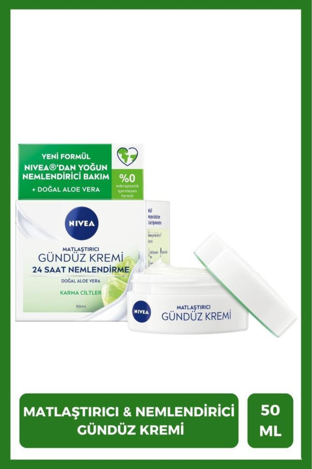 Nivea Mattifying Day Face Care Cream 50ml, 24 Hour Intensive Moisturizer, Combination Skin, Aloe Vera