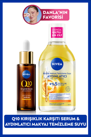 Nivea Q10 Anti-Wrinkle Double Effect Skin Serum 30ml, Brightening Micellar Make-up Cleansing Water 400ml