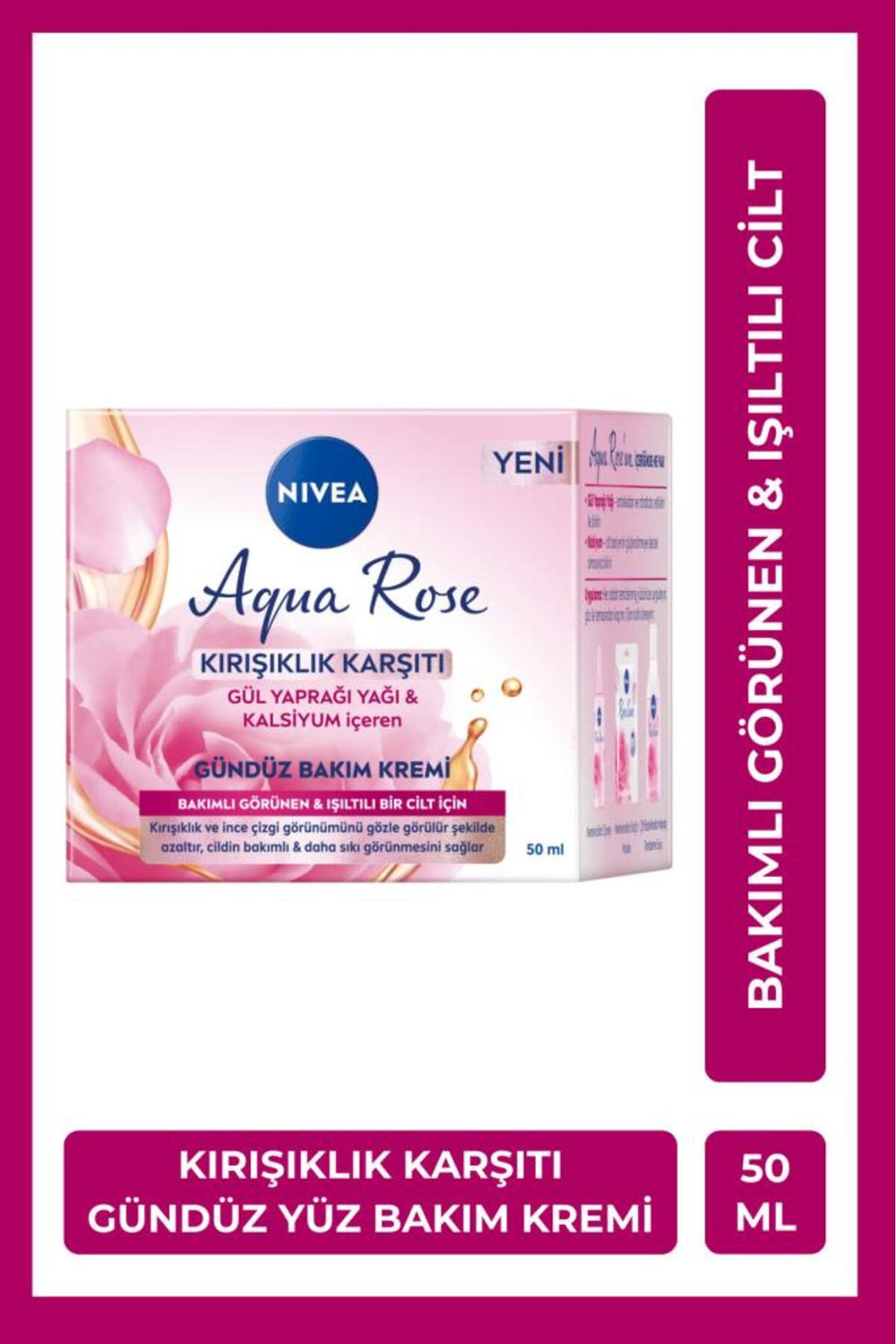 Nivea Aqua Rose Anti-Wrinkle Day Face Care Cream 50ml, Rose Petal Oil, Calcium Content