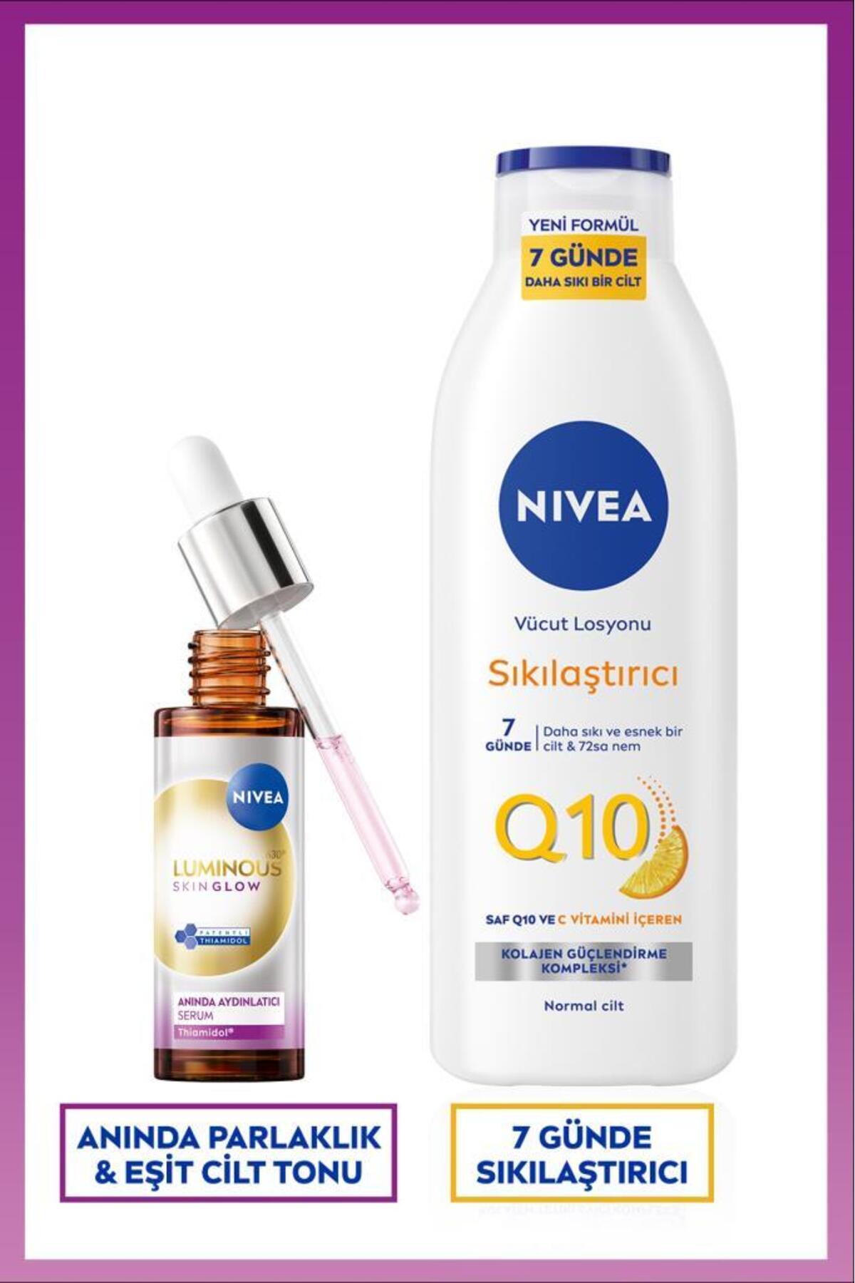Nivea Luminous630 Skin Glow Illuminating Skin Serum 30ml and Q10 Firming Body Lotion 250ml
