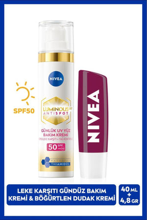 Nivea Luminous630 Sun Protection Anti-Blemish Day Face Cream 40ml, Blackberry Colored Lip Care Cream