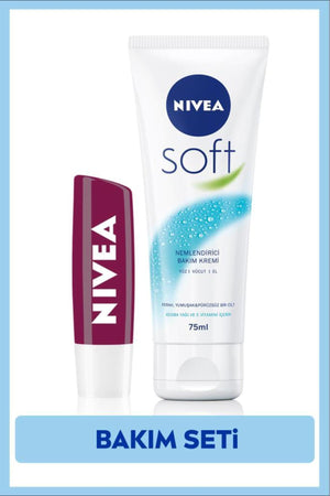 Nivea Soft Hand Cream 75ml, Lip Care Moisturizer Blackberry 4,8gr