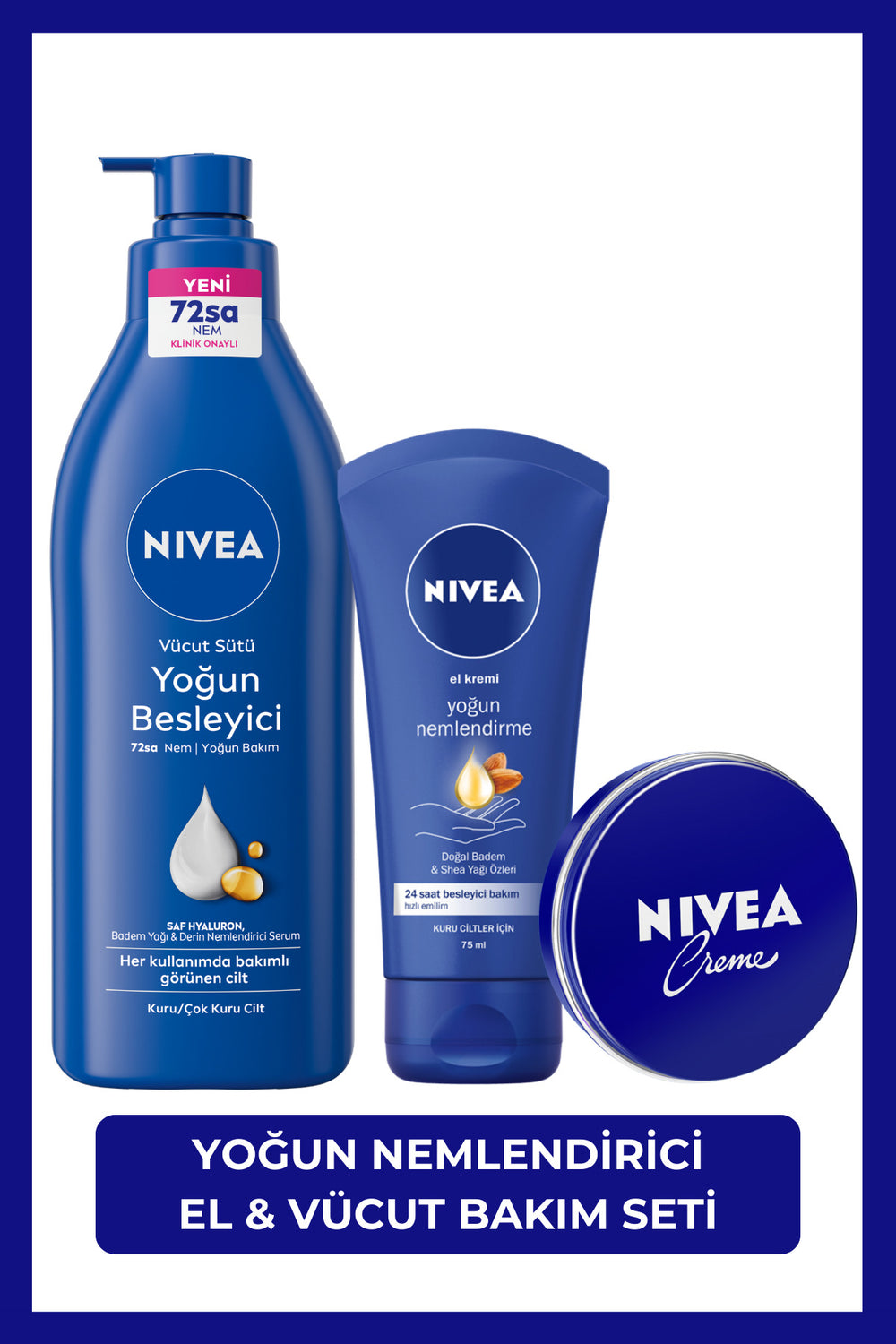 Nivea Creme 30ml, Intensive Nourishing Body Milk 400ml, Moisturizing Hand Care Cream 75ml, Dry Skin, Hyaluron