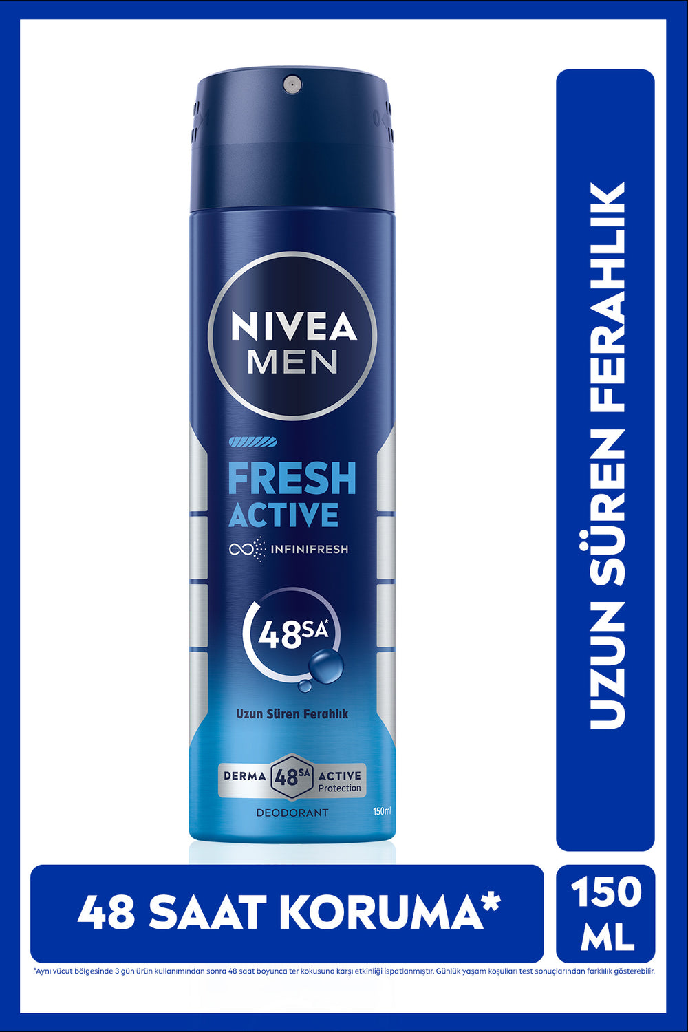 Nivea MEN Men's Spray Deodorant Fresh Active 150ml, 48 Hour Protection Against Sweat Odor, Aluminum Free