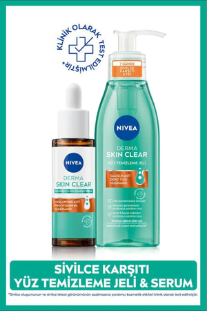 Nivea Derma Skin Clear Anti-Skin Care Set, Facial Cleansing Gel 150ml and Balancing Serum