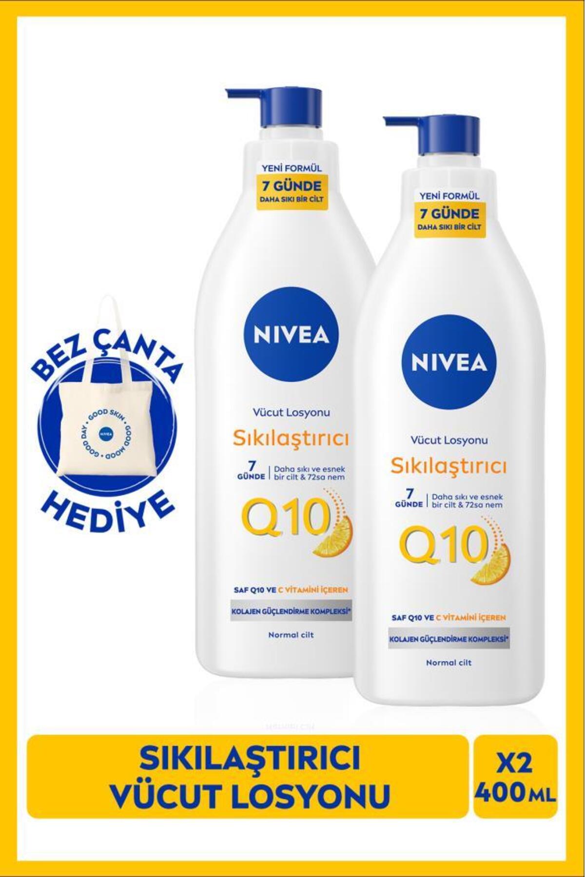 Nivea Q10 7 Days Firming Body Care Lotion 400ml, Moisturizer, Vitamin C, Gift Bag, X2 Pieces