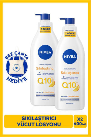 Nivea Q10 7 Days Firming Body Care Lotion 400ml, Moisturizer, Vitamin C, Gift Bag, X2 Pieces