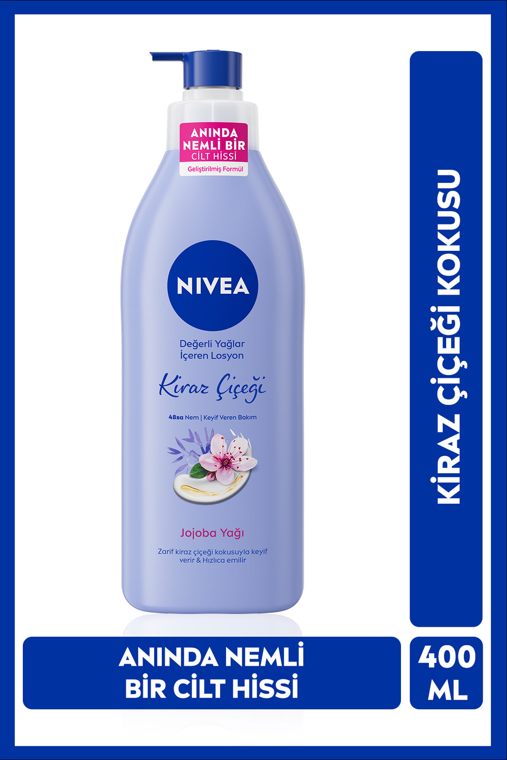 Nivea Moisturizing Body Lotion Containing Precious Oils 400ml, Cherry Blossom, Jojoba Oil, Dry Skin Types