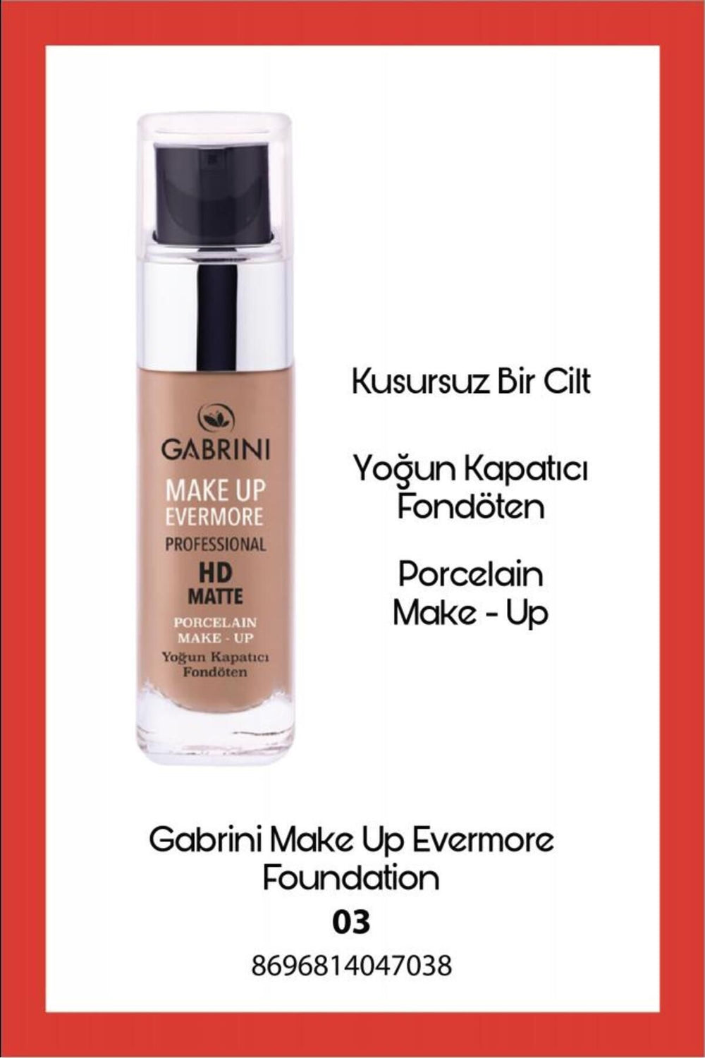 Gabrini Hd Matte Professional Foundation No:1