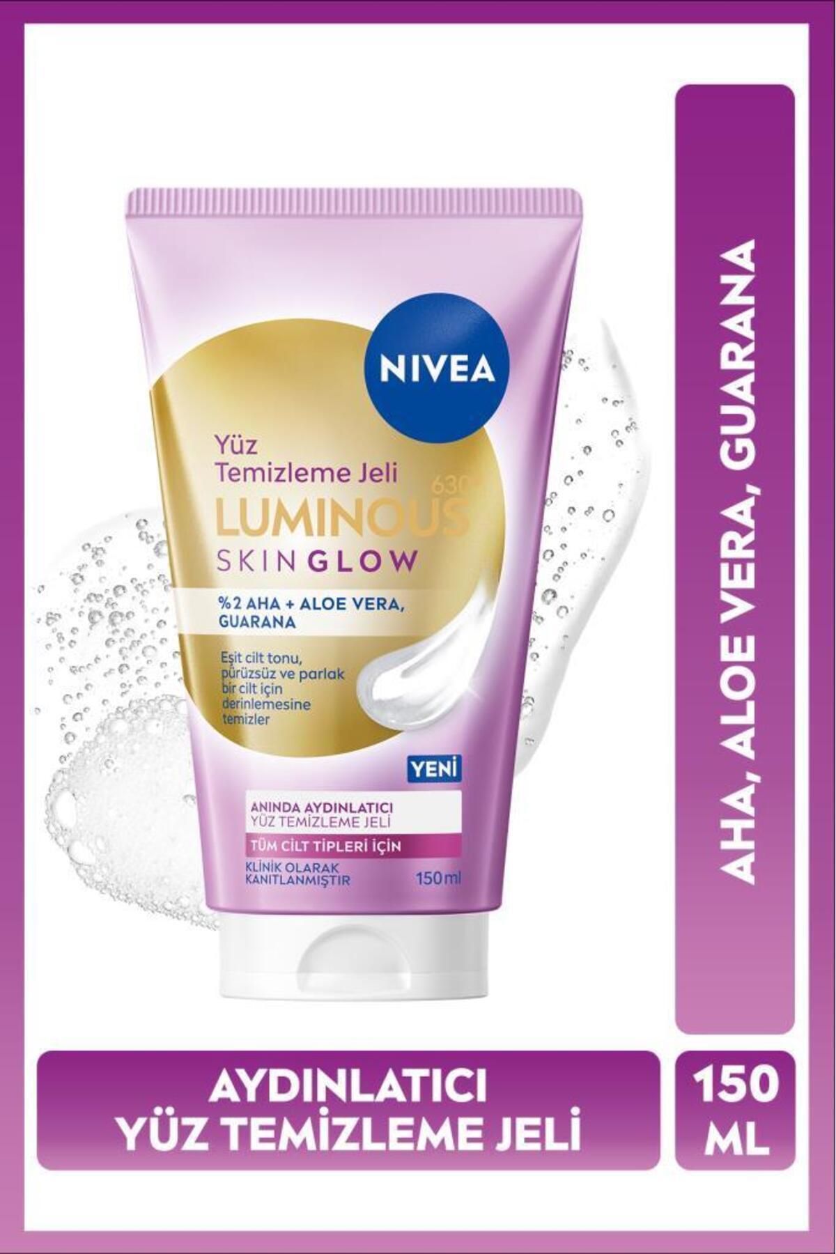 Nivea Luminous630 Skin Glow Instant Brightening Facial Cleansing Gel 150 ml, AHA, Aloe Vera, Even Skin Tone