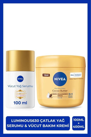 Nivea Anti Stretch Marks Body Oil Serum 100ml and Cocoa Butter Moisturizing Cream 400ml Luminous630