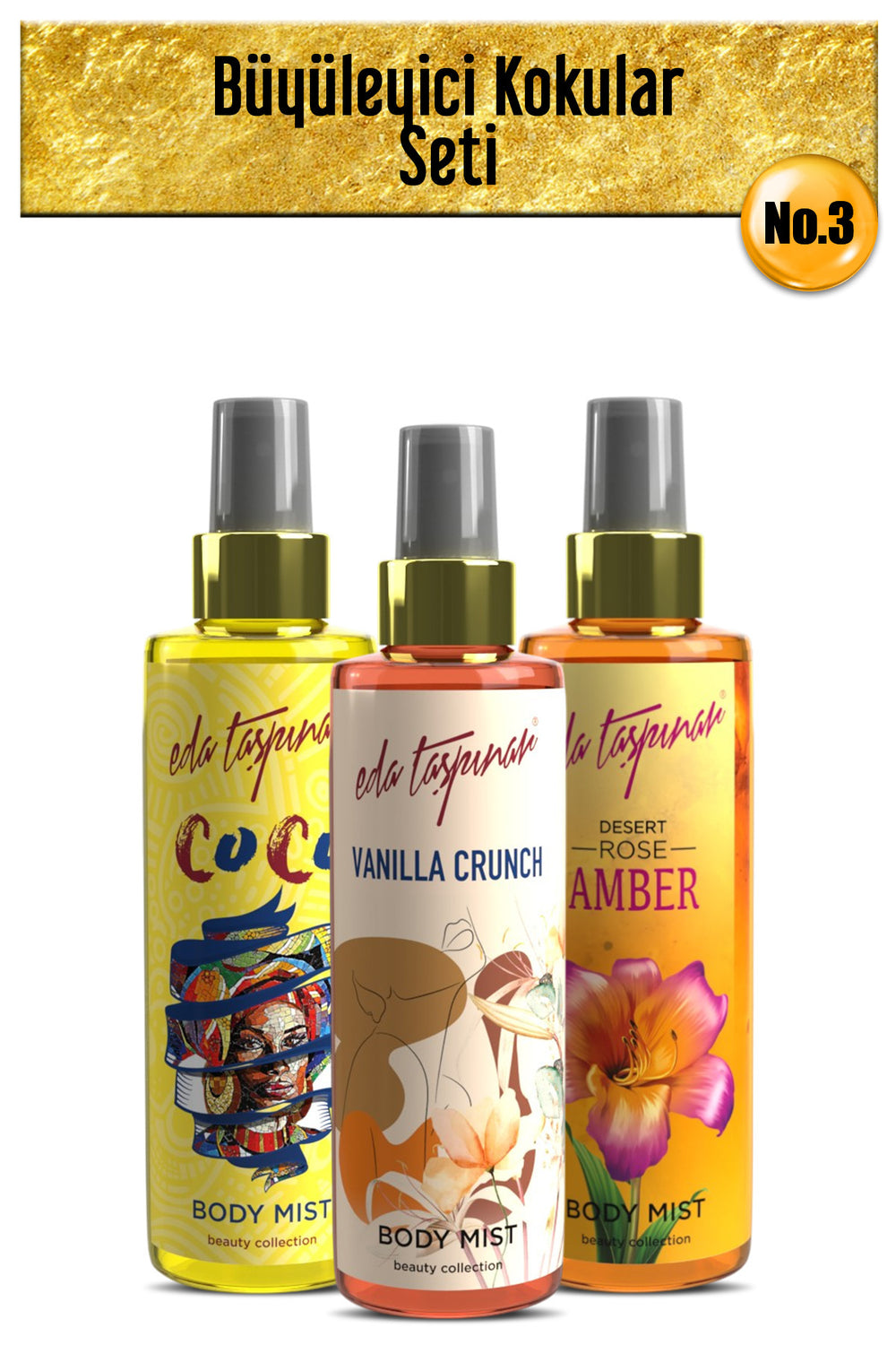 Fascinating Fragrances Seti.no.3 Vanilla & Amber & Coco Body Mist 200 ml (EGX62-EGX20-EGX26)