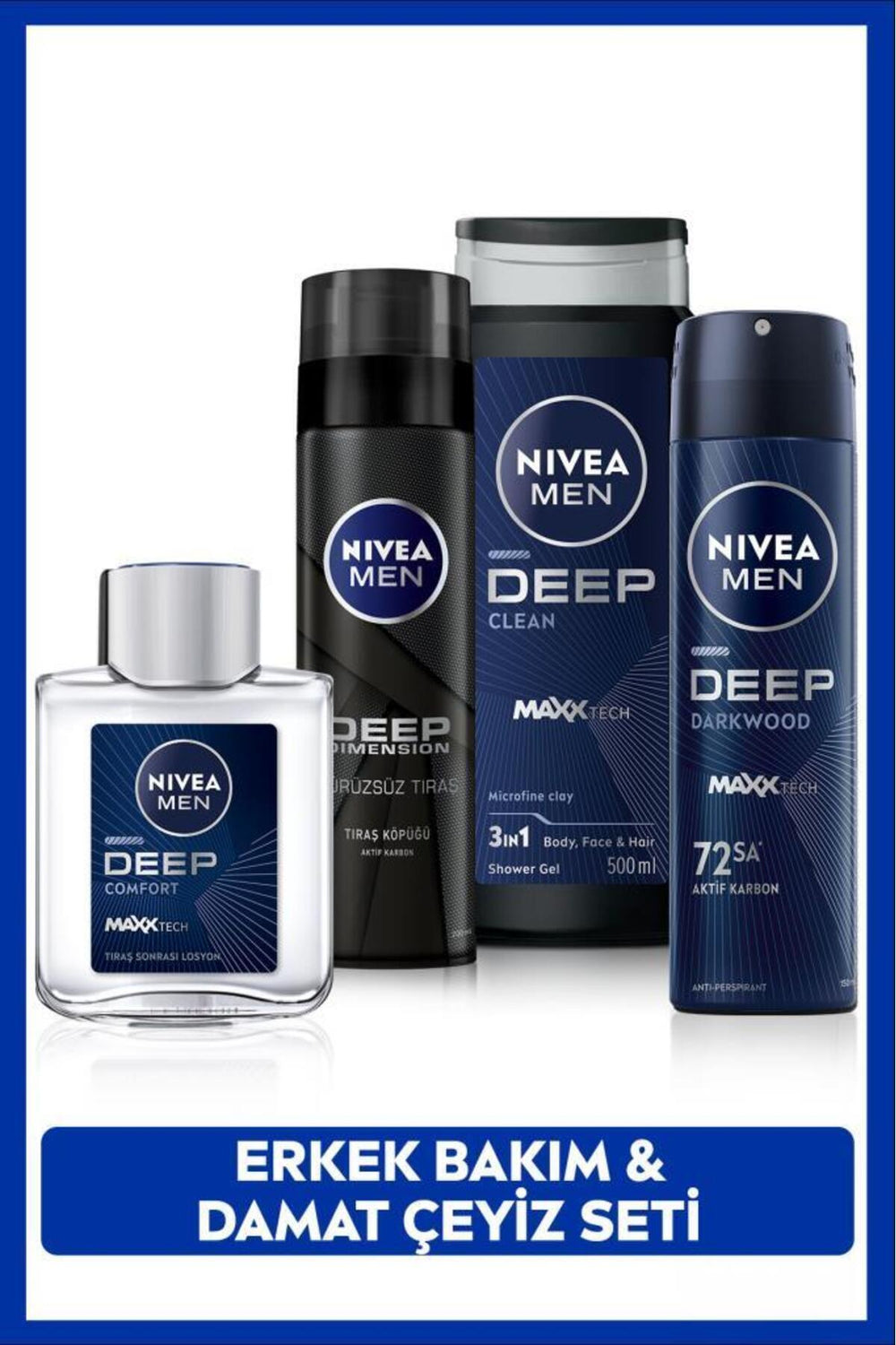 Nivea MEN Men's Grooming and Groom Dowry Set, Shower Gel, Deodorant, Shaving Foam, After Shave Lotion
