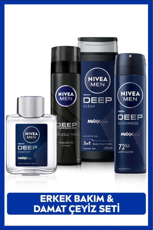 Nivea MEN Men's Grooming and Groom Dowry Set, Shower Gel, Deodorant, Shaving Foam, After Shave Lotion