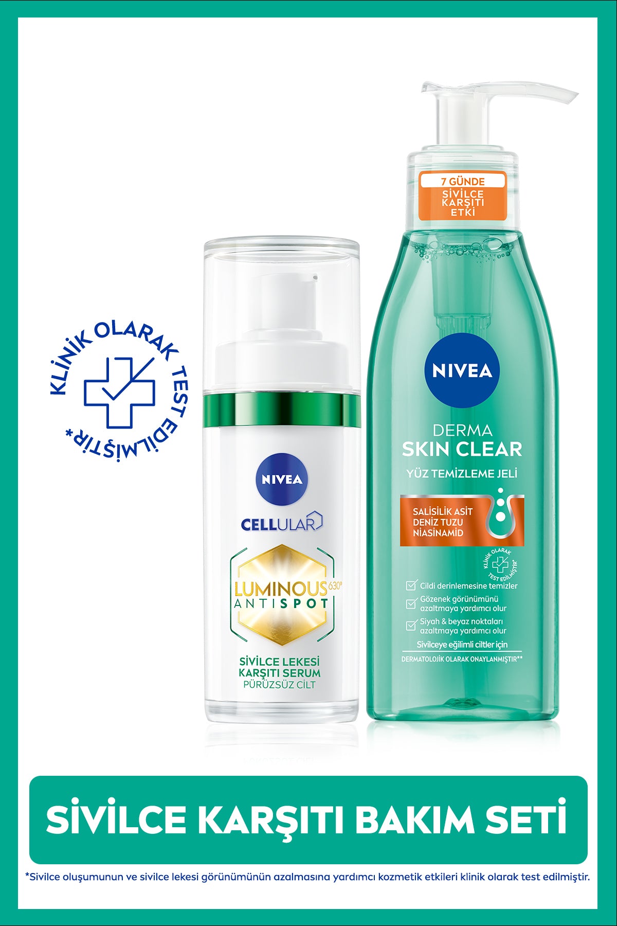 Nivea Anti Luminous630 Serum And Derma Skin Clear Cleansing Gel, Salicylic Acid, Oily Skin