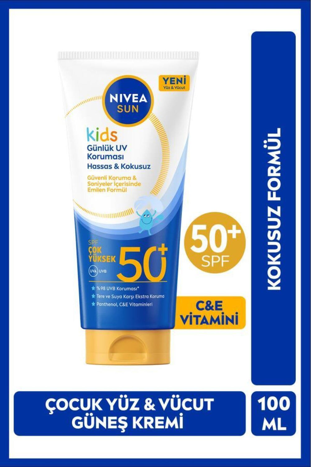 Nivea SUN SPF50+ Face and Body High Protective Sunscreen for Children 100 ml, Unscented, 3 Years and Above