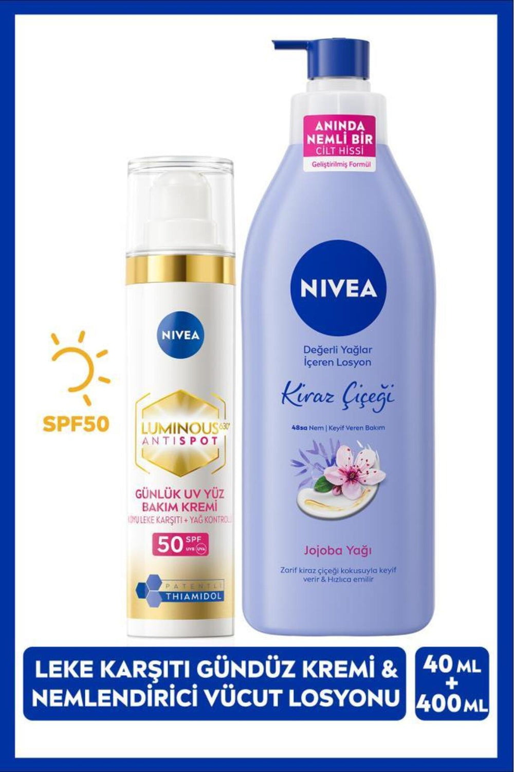 Nivea Luminous630 Thiamidol Effective Anti-Blemish Day Face Cream 40ml and Moisturizing Body Lotion 400ml
