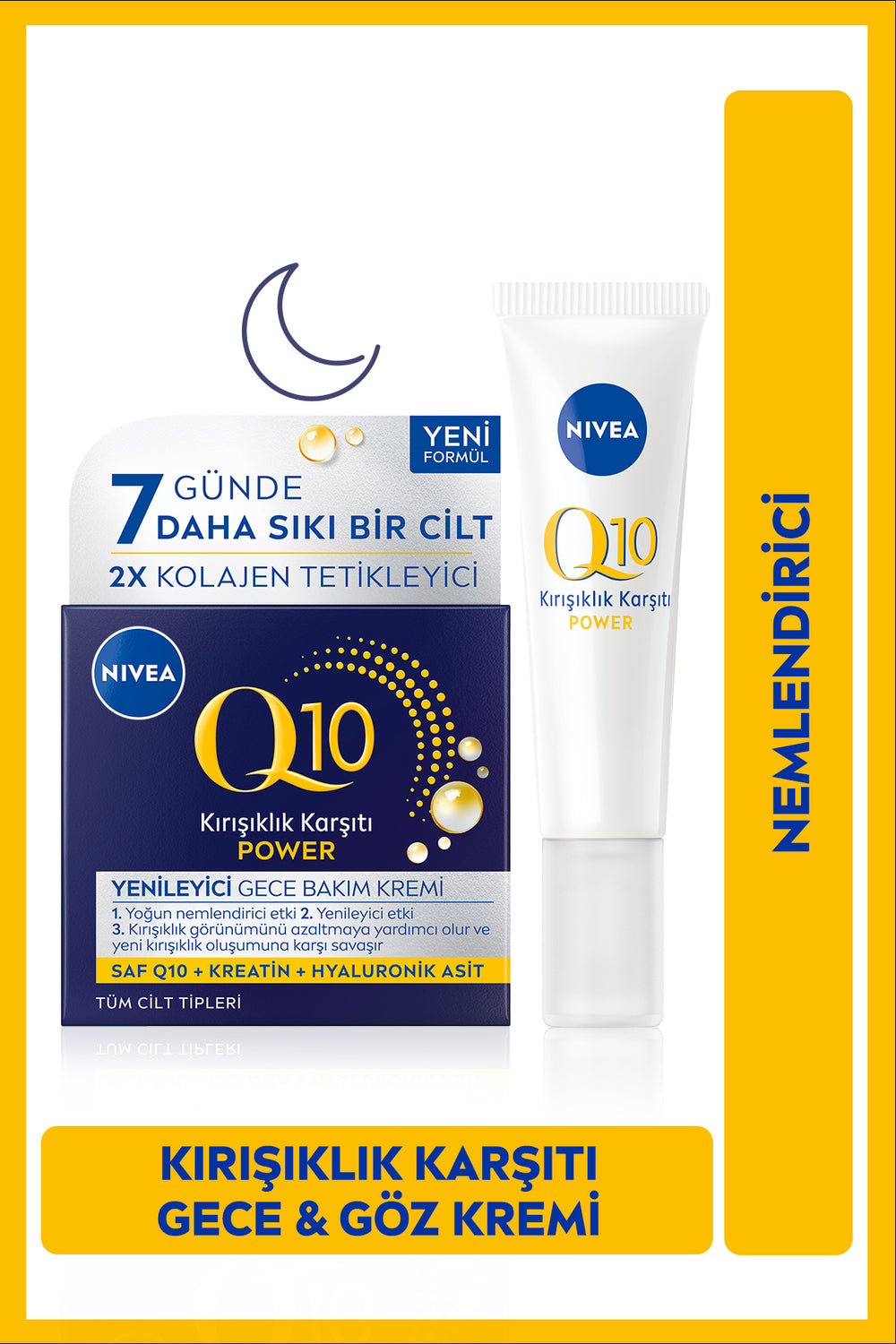 Nivea Q10 Power Anti-Wrinkle and Renewing Night Face Care Cream 50ml and Eye Care Cream 15ml
