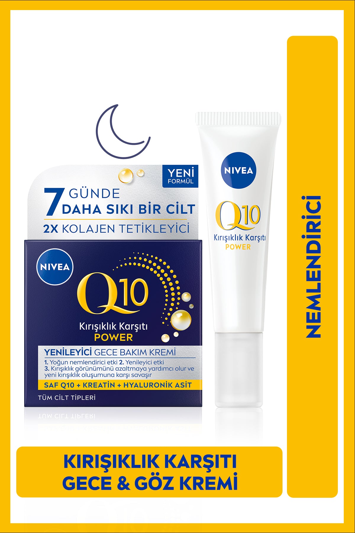 Nivea Q10 Power Anti-Wrinkle and Renewing Night Face Care Cream 50ml and Eye Care Cream 15ml