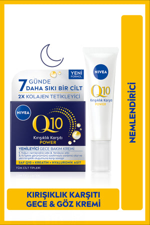 Nivea Q10 Power Anti-Wrinkle and Renewing Night Face Care Cream 50ml and Eye Care Cream 15ml