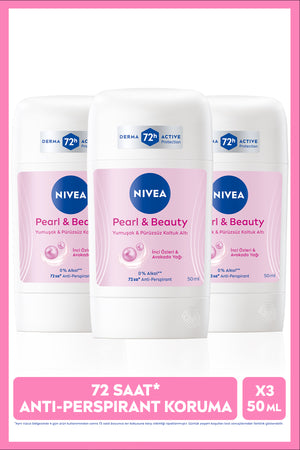 Nivea Women's Stick Deodorant Pearl&Beauty 50ml, 72 Hours Anti-perspirant, Anti-Sweat, X3 Advantageous