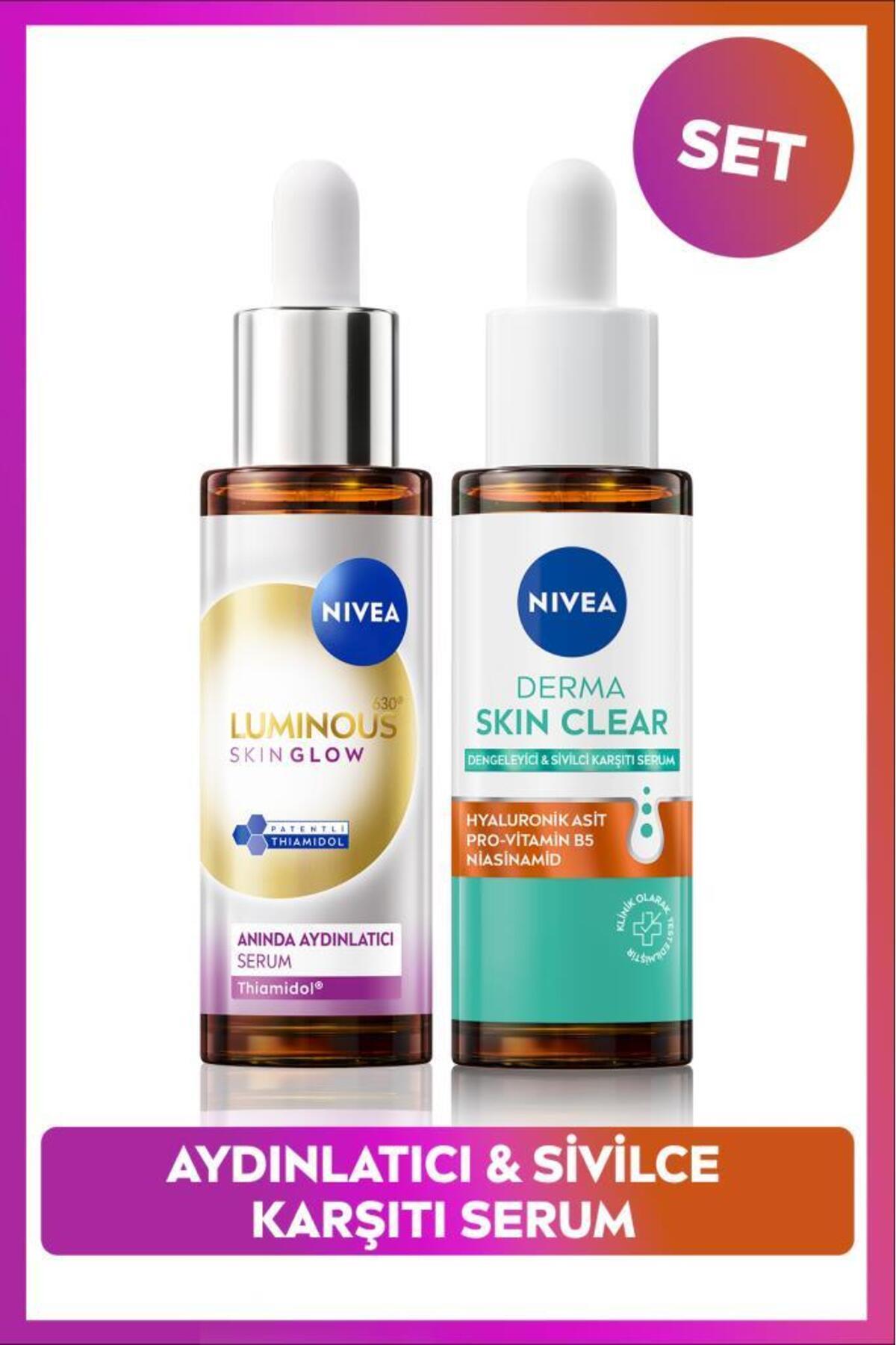 Nivea Luminous630 Skin Glow Brightening Serum 30ml and Derma Skin Clear Anti Serum, Niacinamide