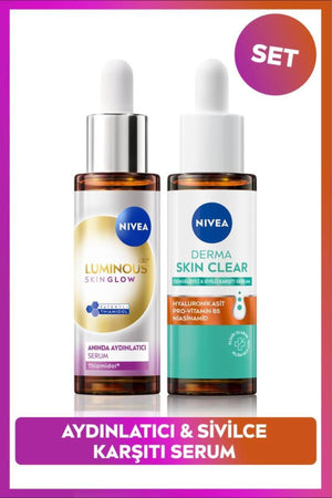 Nivea Luminous630 Skin Glow Brightening Serum 30ml and Derma Skin Clear Anti Serum, Niacinamide