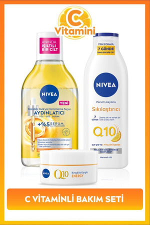 Nivea Vitamin C Care Set, Q10 Firming Lotion 250ml, Day Cream 50ml, Make-up Cleansing Water 400ml