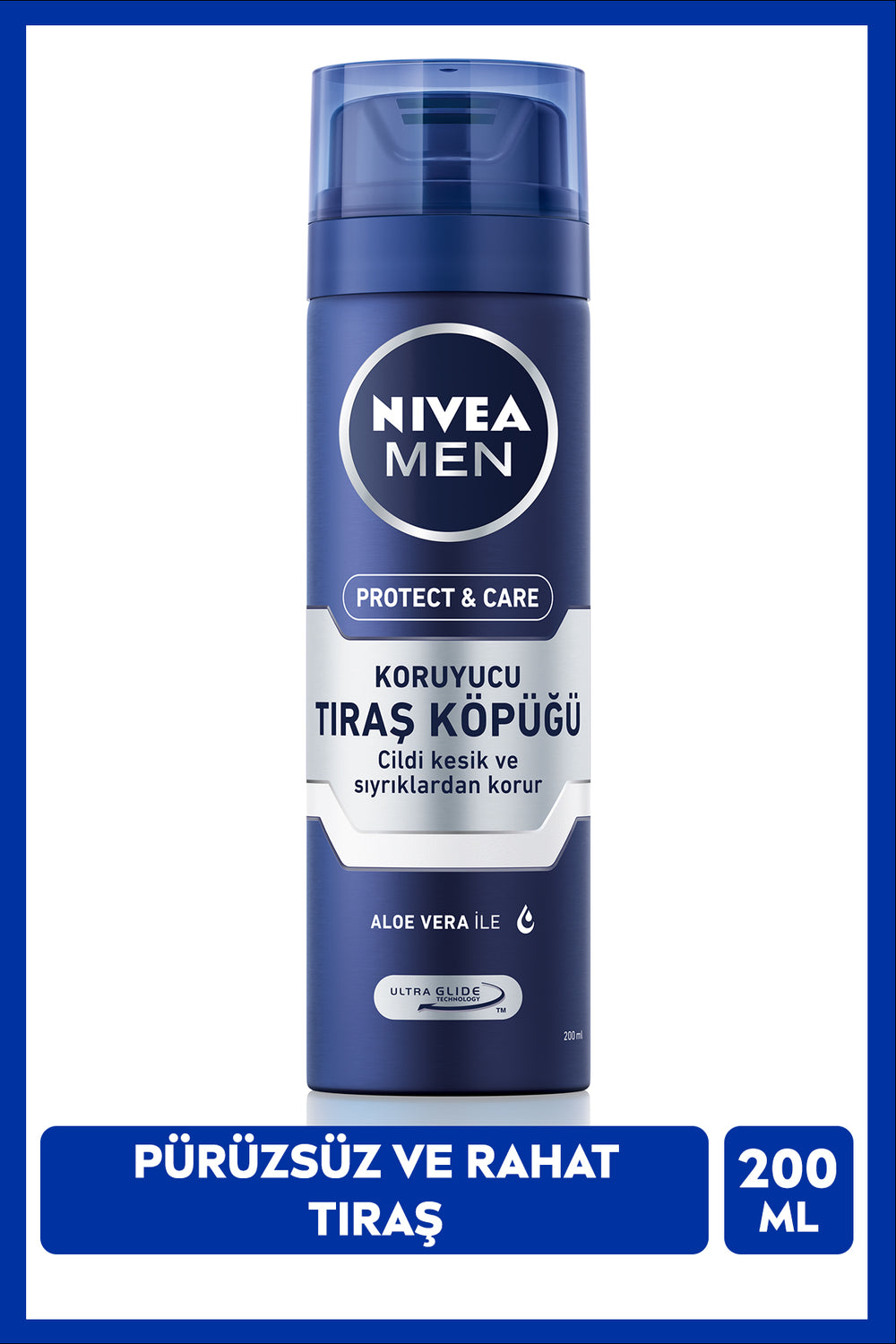 Nivea Men's Shaving Foam Protect&care 200ml, Aloe Vera, Smooth Shaving, Protects the Skin from Cuts