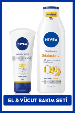 Nivea Q10 And Vitamin C Firming Body Lotion 250ml And Anti-Aging Hand Cream 75ml