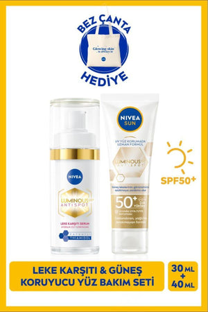 Nivea SUN SPF50+ Luminous630 Face Cream 40ml and Thiamidol Effective Anti-Blemish Serum 30ml, Gift Bag