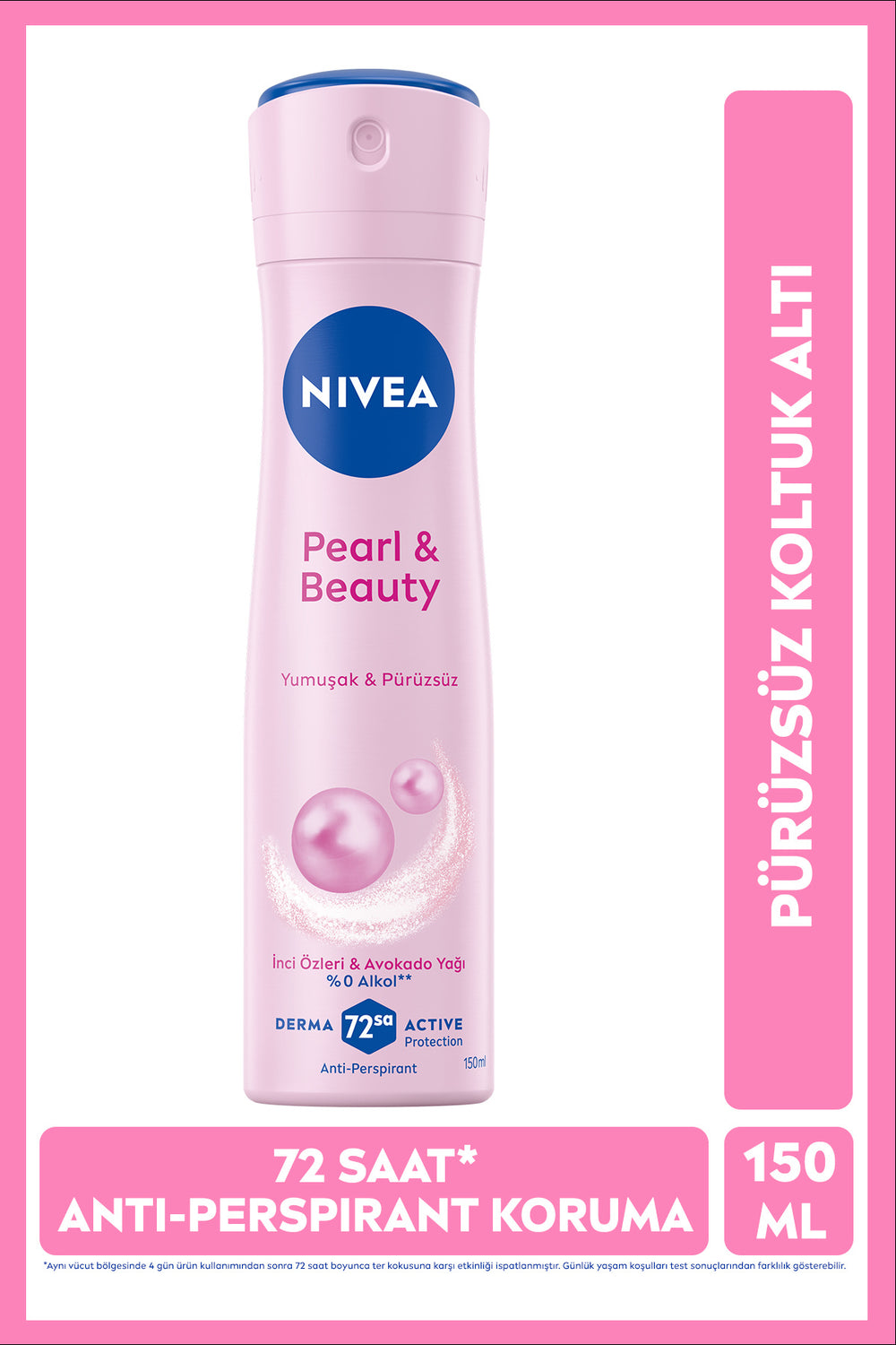 Nivea Women's Spray Deodorant Pearl&Beauty 150ml, 72 Hours Anti Perspirant Protection, Alcohol-Free, Floral Fragrance