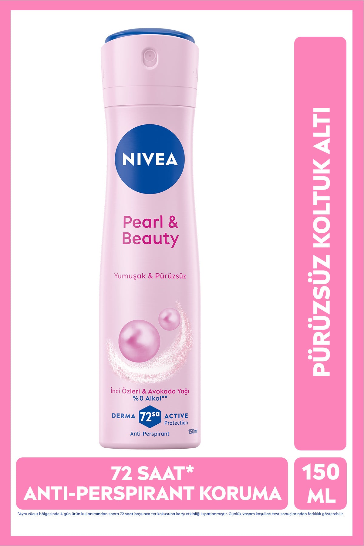 Nivea Women's Spray Deodorant Pearl&Beauty 150ml, 72 Hours Anti Perspirant Protection, Alcohol-Free, Floral Fragrance