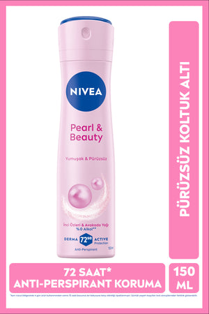 Nivea Women's Spray Deodorant Pearl&Beauty 150ml, 72 Hours Anti Perspirant Protection, Alcohol-Free, Floral Fragrance