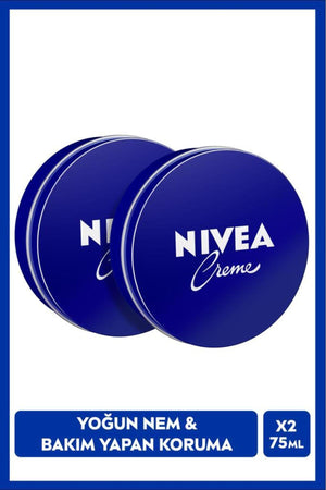 Nivea Creme 75ml, Intensive Moisturizer, Caring Protection, Eucerit, Soft Skin, Hand Face Body, X2 Pieces