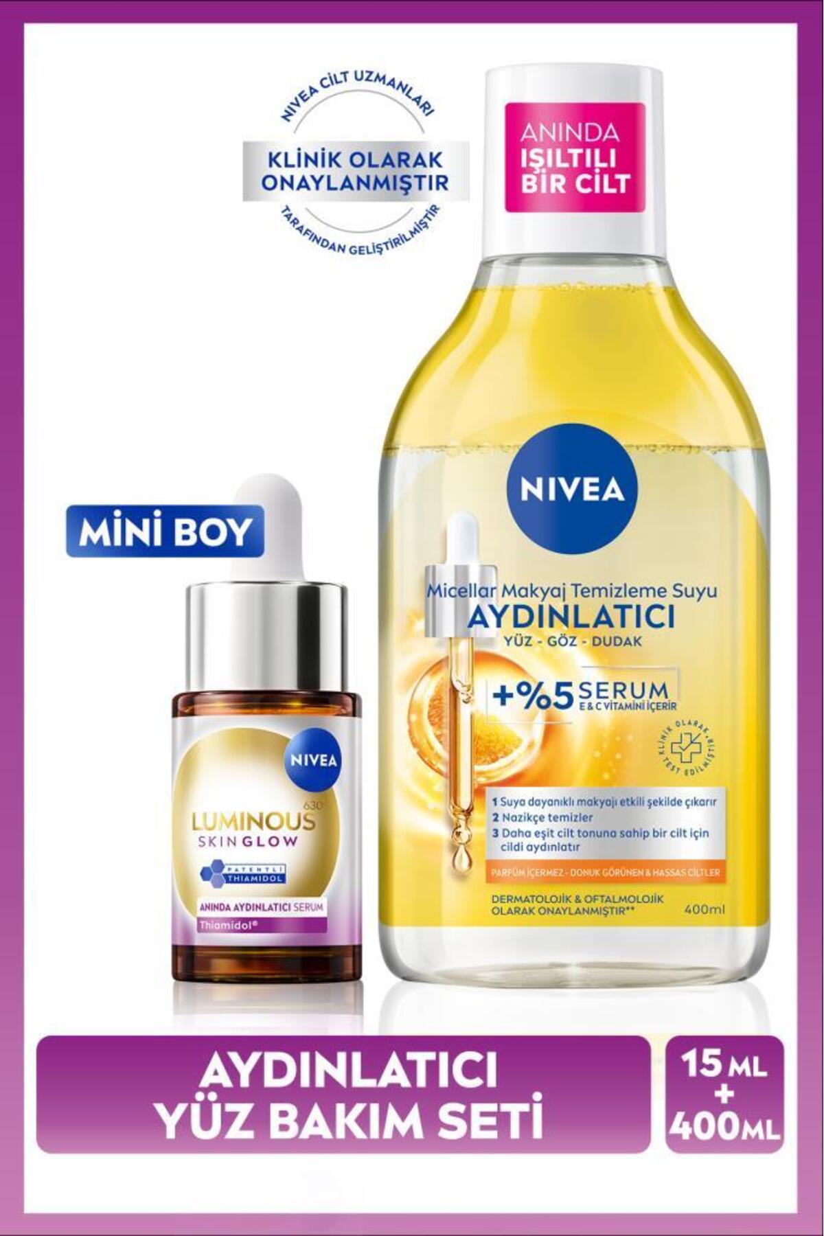 Nivea Luminous630 Skin Glow Illuminating Serum 15ml and Illuminating Micellar Makeup Cleansing Water 400ml