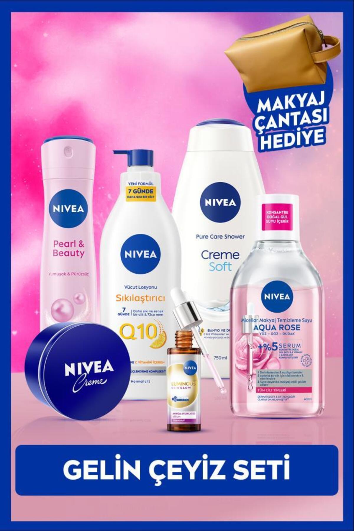 Nivea Bridal Dowry Set, Deodorant, Shower Gel, Make-up Cleansing Water, Serum, Body Lotion, Cream, Gift Bag