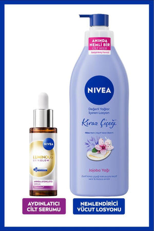 Nivea Luminous630 Skin Glow Instant Brightening Serum 30ml and Cherry Blossom Moisturizing Body Lotion 400ml