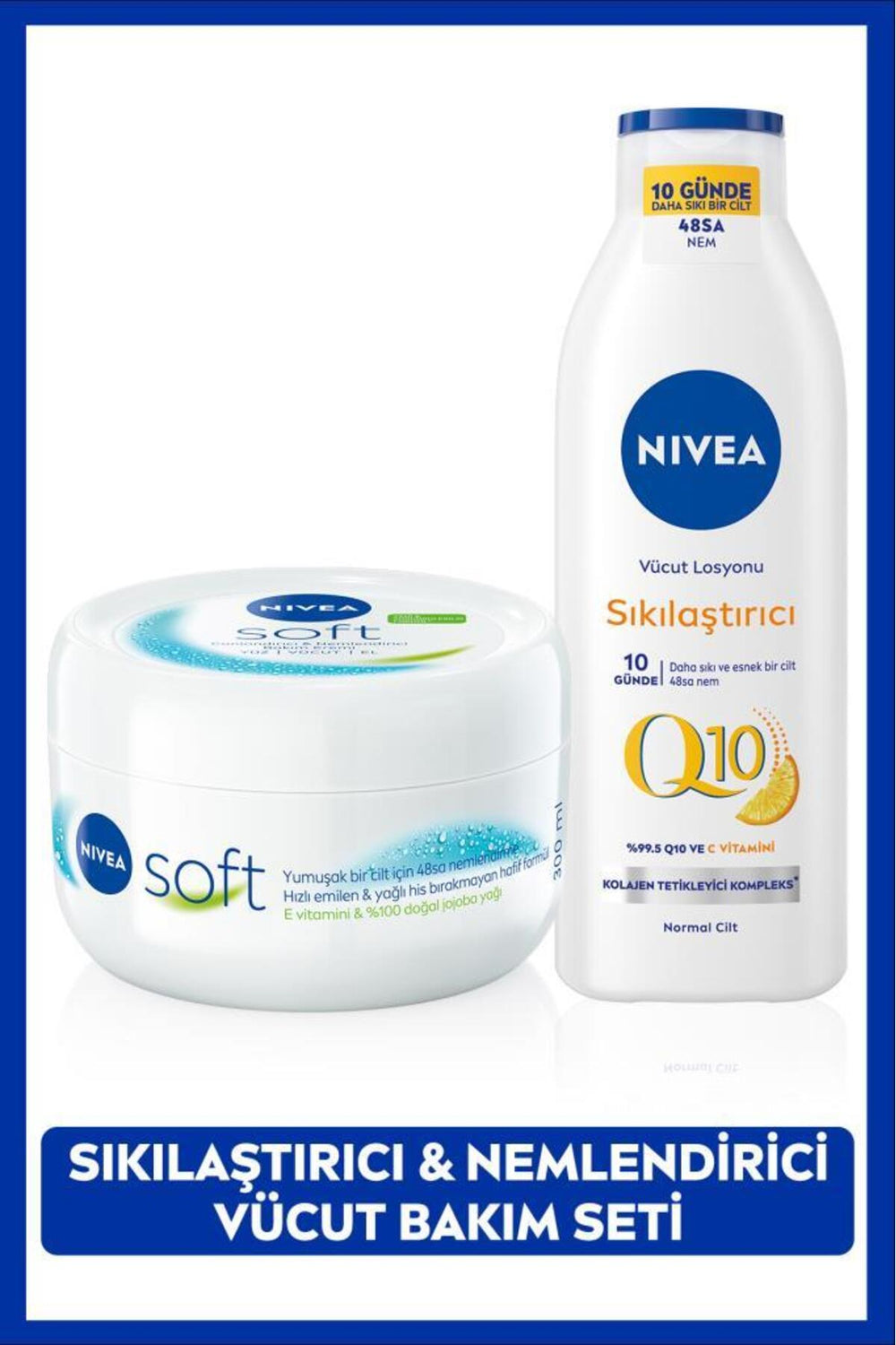 Nivea Q10 Firming Vitamin C Body Care Lotion 250ml And Soft Moisturizing Cream 300ml, Supple Skin